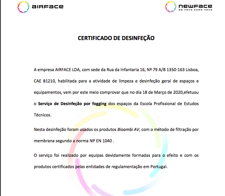 Serviço de Desinfeção por fogging